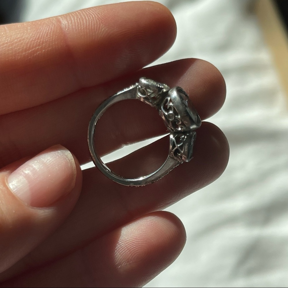 Synthetic Diamond Engagement Ring Stackable Sterl… - image 7